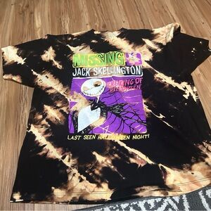 Bleach Tie-Dye Jack Skellington Halloween Distressed T-Shirt Size XXL